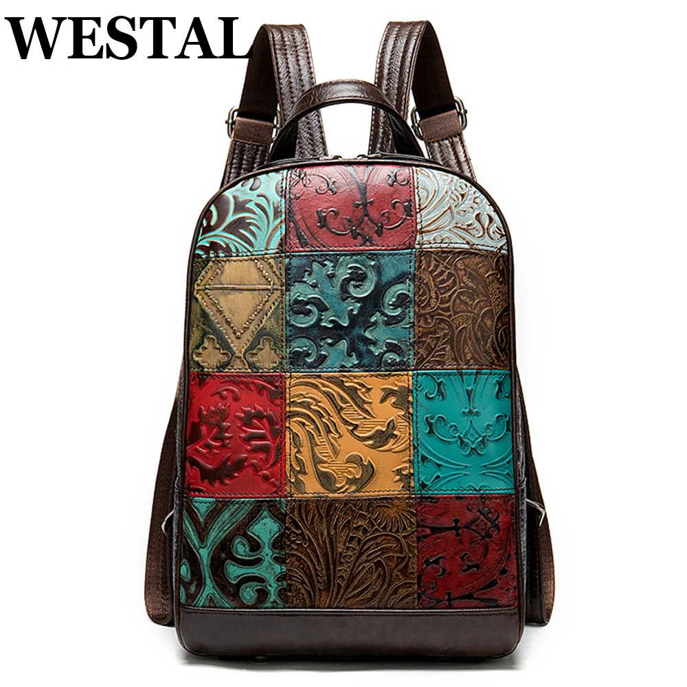 WESTAL Backpack For School Leather Girls Bag Casual Travel Korean Style Handbags Rucksack Teenagers Laptop Business Mochila