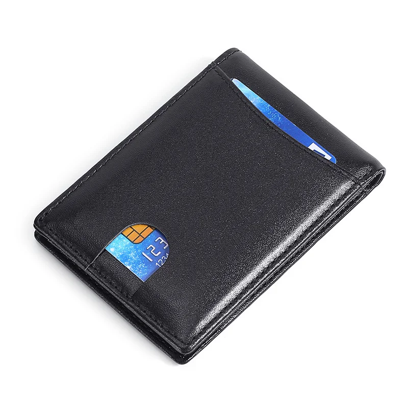 Free Custom Letters New Men's Fashion Leather Wallet Anti RFID Swipe Short US Dollar Clip Hand Push Card Slot Wallet