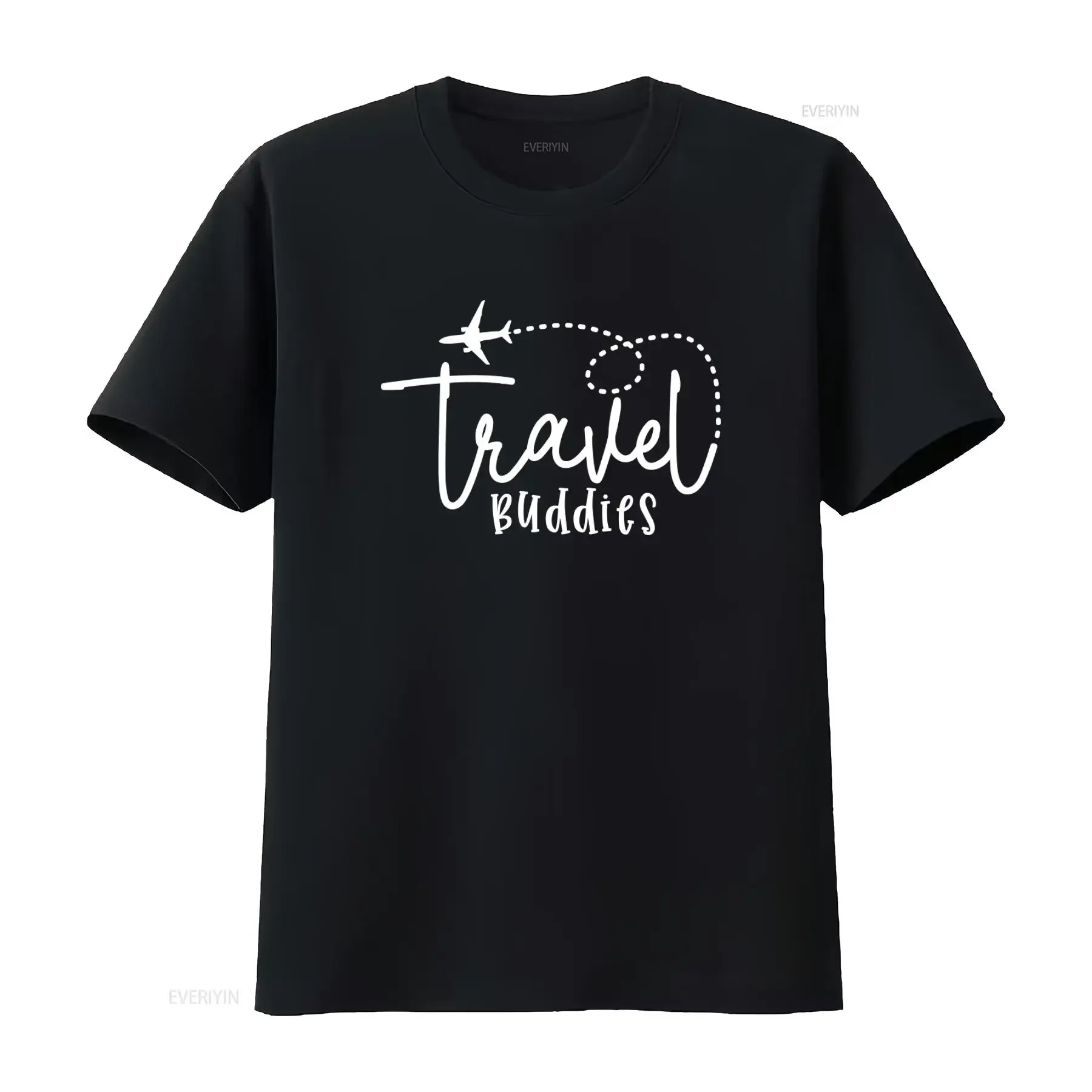 Фото Футболка Travel Buddies для путешественников, винтажная, с дизайном самолета, для влюбленных, в стиле пэчворк, с эффектом потертости №1