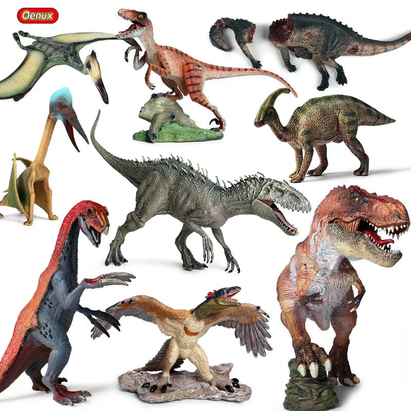 

Oenux Original Jurassic T-Rex Pterodactyl Dinosaurs World Model Action Figures Prehistoric Savage Dinosaurio Animals Toys Gift