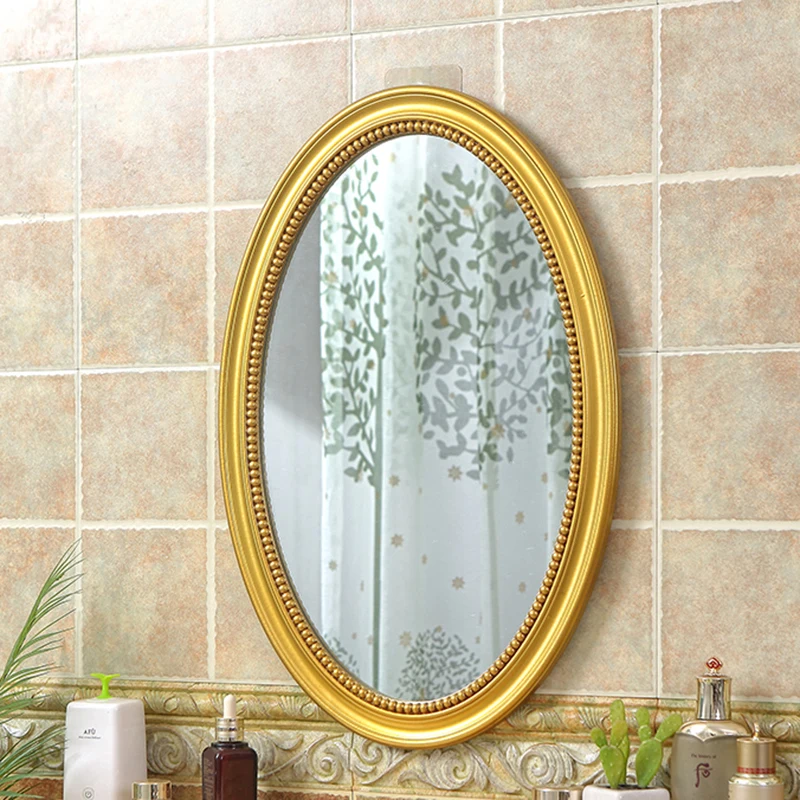 

Geometric Mirror Frame Vintage Border Long Shower Round Wall Mirror Vanity Body Baby Room Oval Woondecoratie Home Decoration