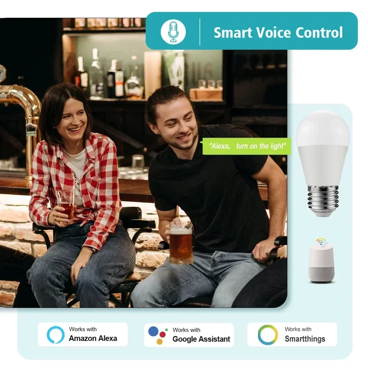 T37 E27 6 Вт Bambilla inteligente Tuya Wi-Fi/Bluetooth Led Alexa RGB 110 В 85 В-265 Para Google Assisatnt Smart Life Light с