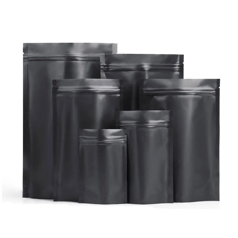 

100 шт. матовые черные пакеты из лавсановой фольги с застежкой-молнией стоячие пакеты для вечевечерние сушеные продукты закуски конфеты упаковка из алюминиевой фольги пакеты