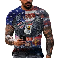 american flag eagle 3d mens t shirt summer short sleeve oversized loose t shirt us route 66 letter print tops tees men clothing