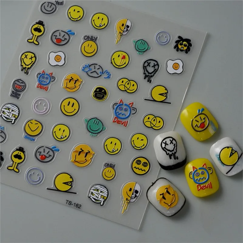

Наклейки для ногтей 3D с изображением улыбок, наклейки для ногтей для корейского маникюра