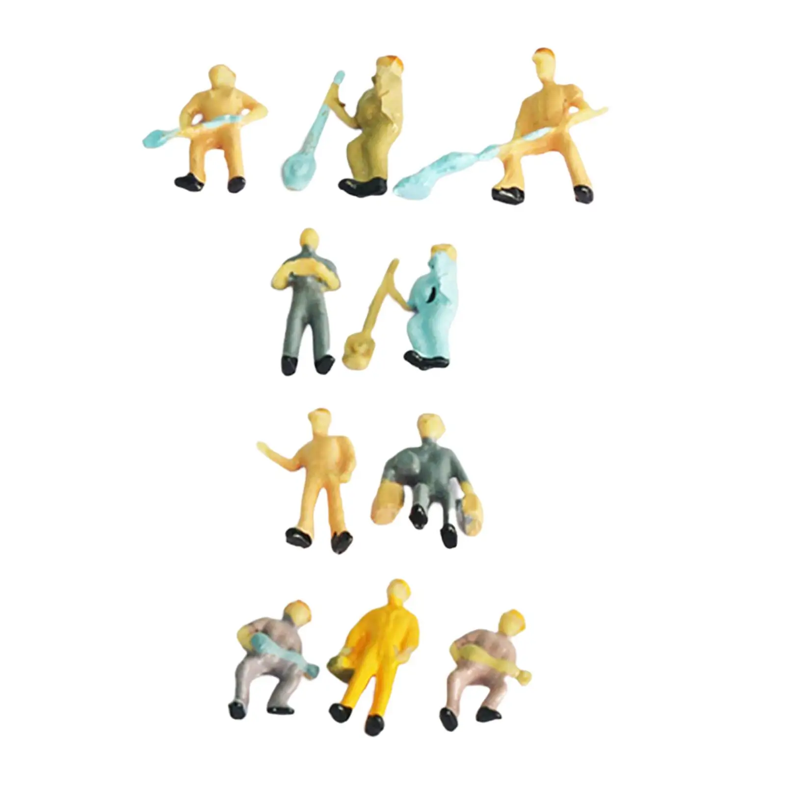 

10 Pieces 1/43 Miniature Model Railroad Worker Figures Train O Scale Architectural Resin Figurines Miniature Scenes Decor