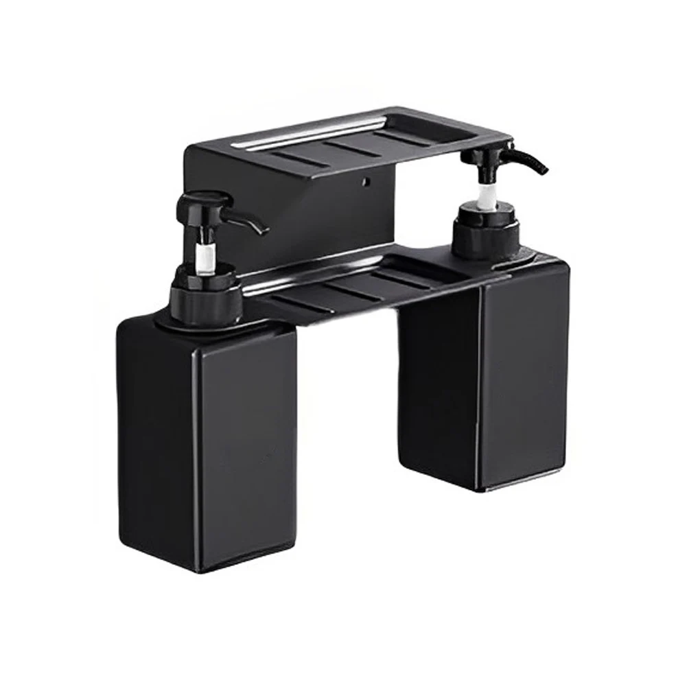 

Держатель для бутылка для мыла для рук, 2 слоя, настенная вешалка для дозатора, органайзер для ванной, душа, без дырочек, пластиковая стойка для насоса