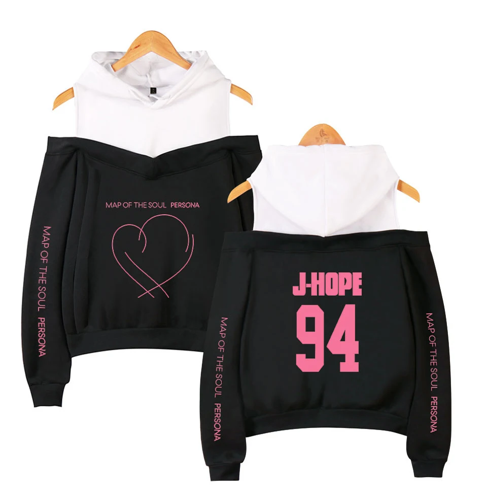

Map of the soul persona Sweatshirts JIMIN RM JUNG KOOK Women hip hop casual off shoulder Hoodies Fans Present For Youth Girls
