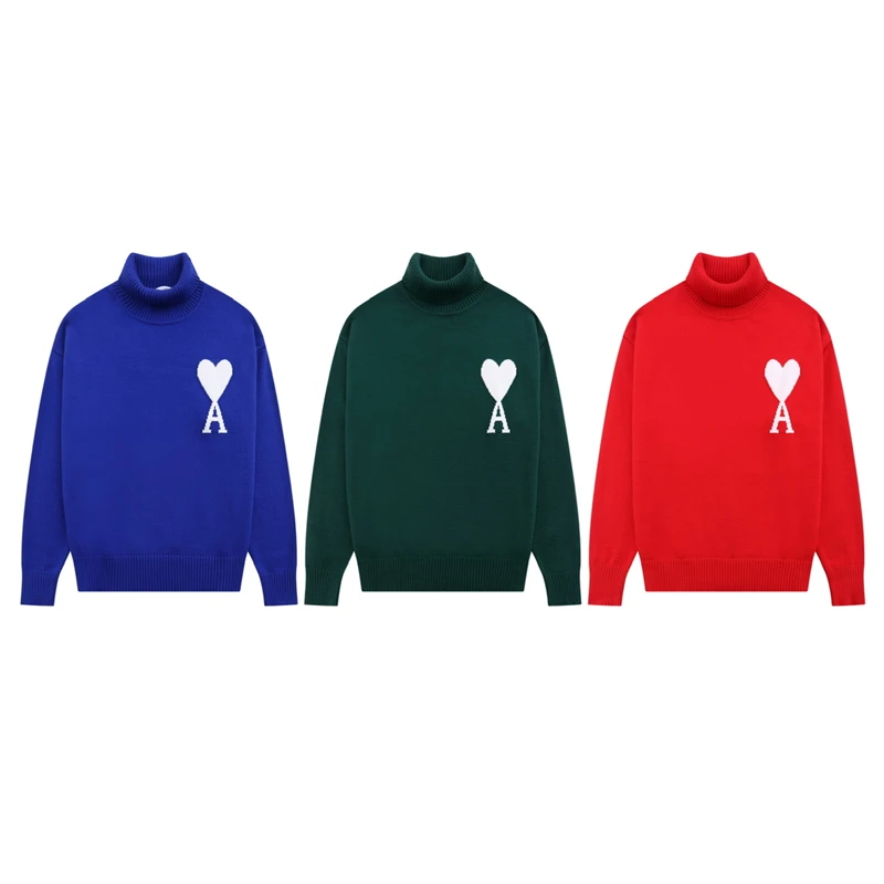 

Casual Sweaters Men Women Love Ami Sweater Pullover Stand Collar Mens Thickening Winter Man Clothing Hoody Embroidery