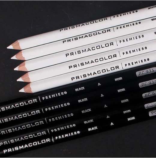 

5PCS USA PC935 PC938 white black single color pencil oily pencil soft big core paint pencil Sanford prismacolor profesional set