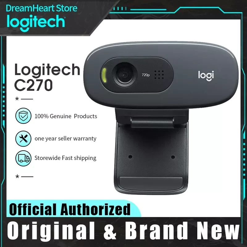 

Logitech C270 Webcam full HD Vid 720P video Built-in Microphone USB2.0 Mini Computer Camera Desktop or Laptop C270i C310 C270