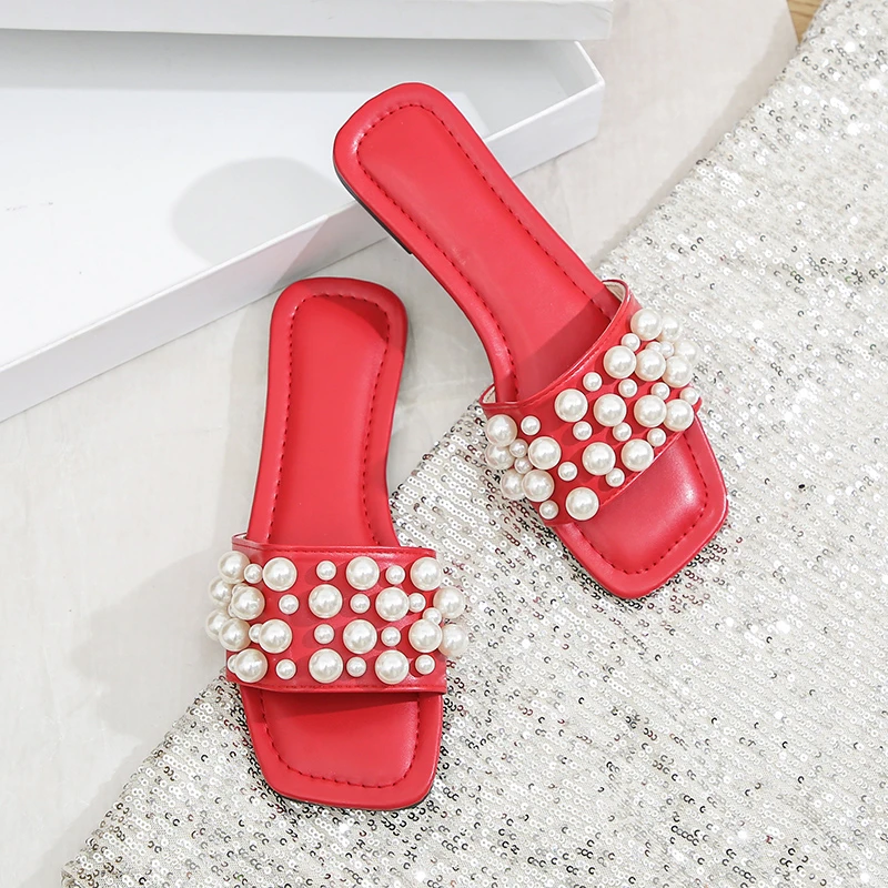 

Women's Slippers Flat Sandals Casual Shoes Comfortable Fashion Luxury Designer Pearl Big Size Free Shipping Offer