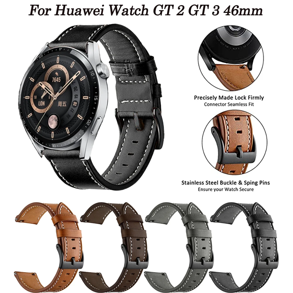 

Ремешок сменный кожаный для смарт-часов Huawei Watch GT3 GT 3 GT2 2 42 мм 46 мм