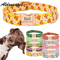 personalized metal buckle dog name collar custom engraved name dog collar soft pretty pet dog collar for small medium large dogs