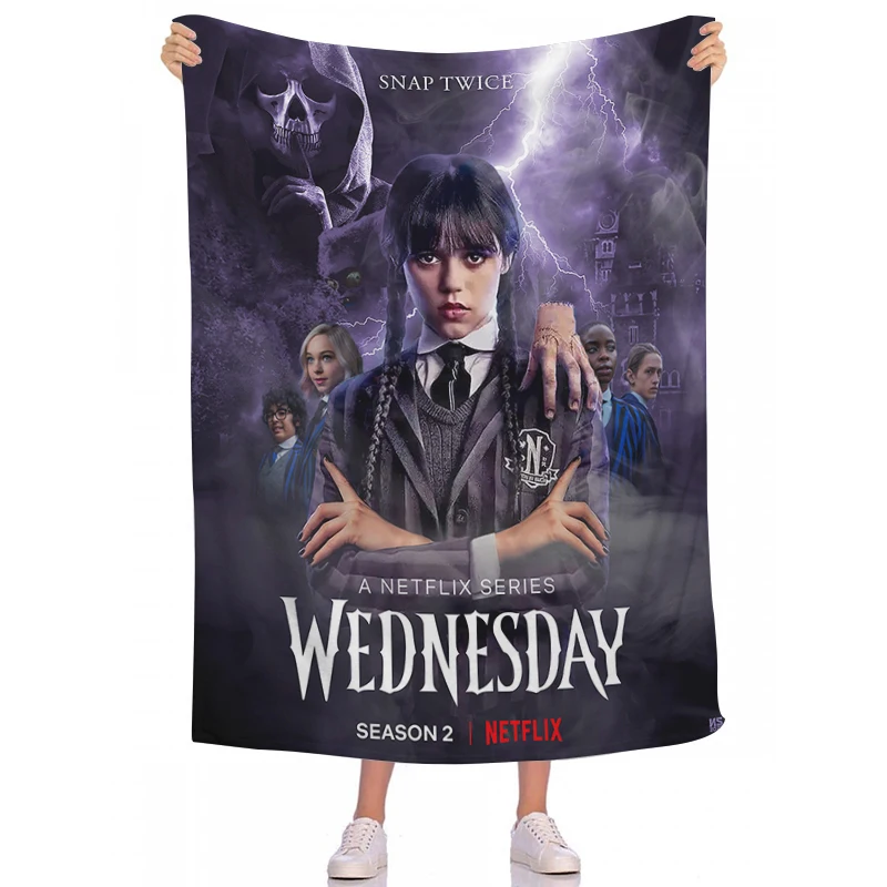 

Nap Blanket Wednesday Addams Fluffy Soft Blankets for Bed Plaid on the Sofa Bedspread Anime Bedspreads Summer Throw & Throws H