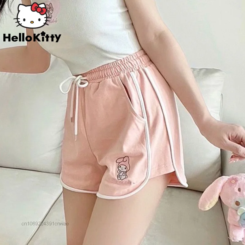 

Шорты Sanrio Kuromi My Melody Женские повседневные, милые мягкие короткие штаны в стиле Cinnamoroll для студенток, свободные универсальные спортивные, Y2k, на лето