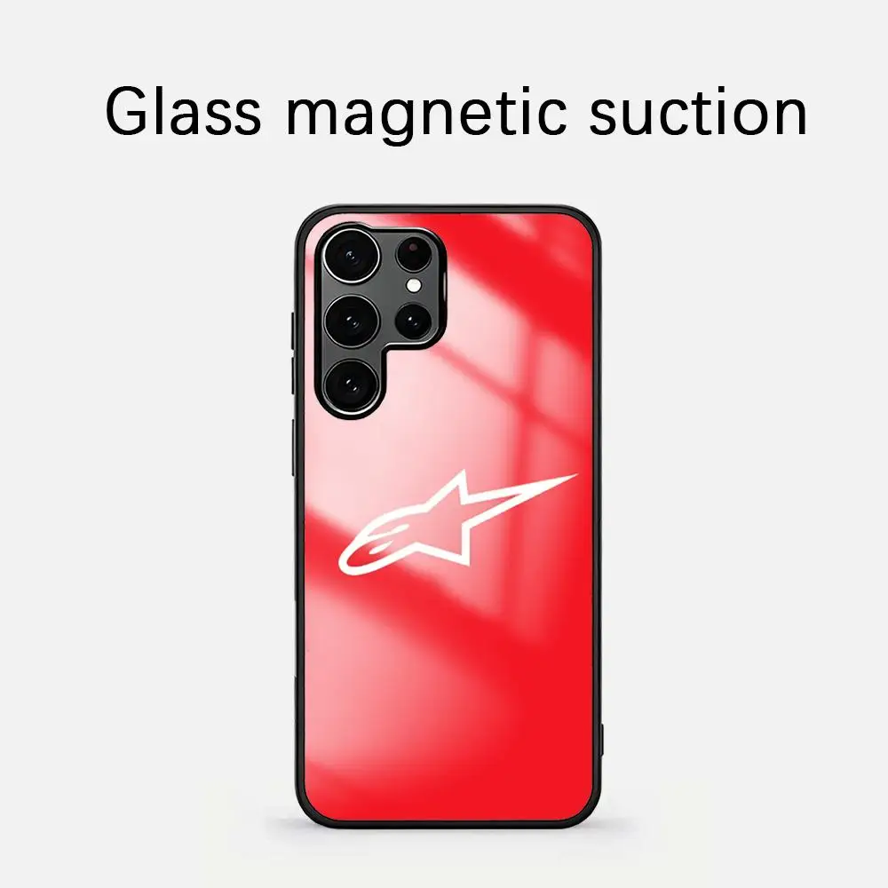 Фото Брендовый модный люксовый чехол A-Alpinestars для телефона Samsung S26 S25 S24 S23 S22 S21 S20 Plus Ultra Note20, стеклянный магнитный чехол №3