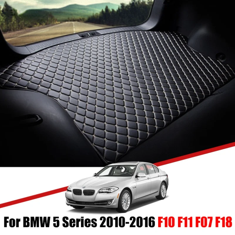 

Кожаные коврики на заказ для багажника автомобиля BMW F10 F11 F07 F18 5 серии 2010-2015 2016, водонепроницаемый нескользящий поднос, аксессуары для груза