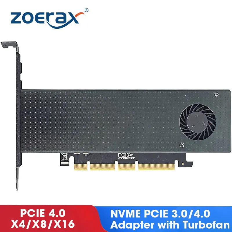 Zoerax Nvme Pcie 4.0 Adaptador M.2 Nvme M-chave Ssd para Pci Express Adaptador com Turbofan Suporte M.2 Nvme Ssd 2230 2242 2260 2280