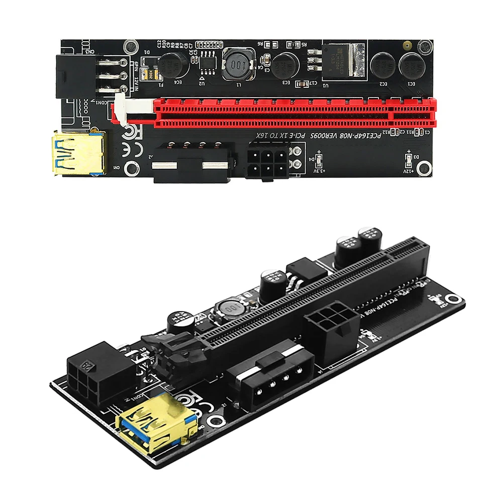 

Карта расширения 009S-Plus PCI-E, Райзер PCIe 1X до 16X, расширитель для майнинга биткоинов, USB 3,0, PCI Express, кабель Райзера, видеокарта