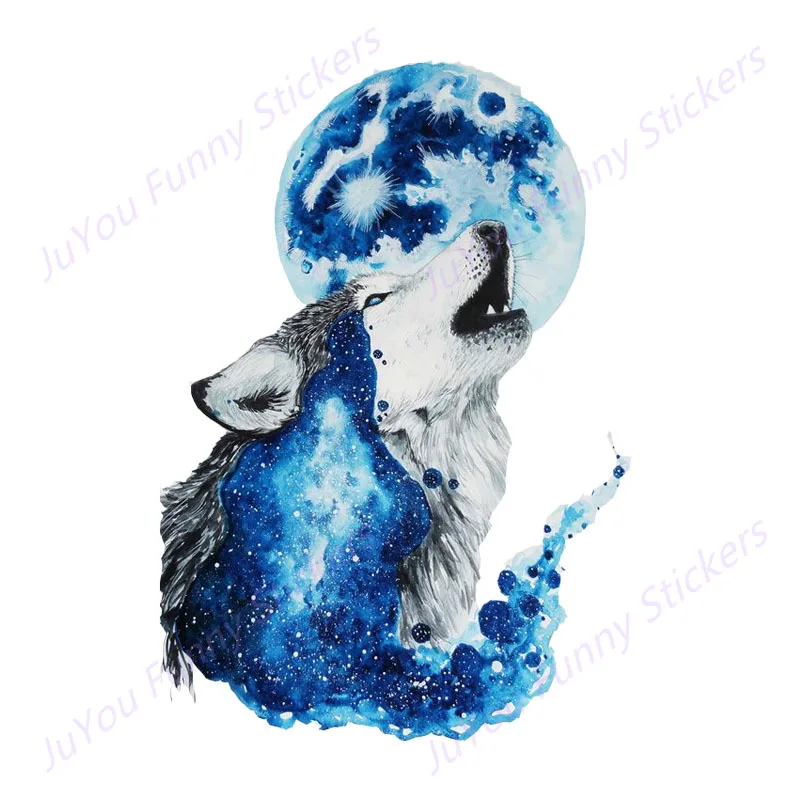 

JuYou Funny Stickers Exterior Accessories Personality Wolf Under The Moon PVC Motorcycle Waterproof Car Sticker