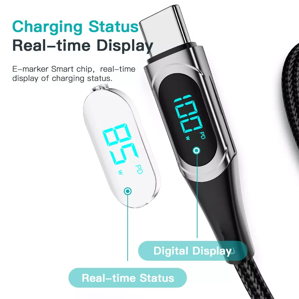 

12USB Type C To USB C 100W/5A PD Fast Charging Charger Wire Cord For Macbook Type-C USBC 2M
