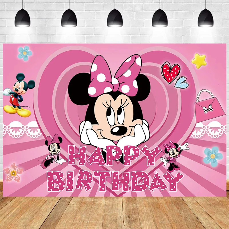 

Настраиваемый фон для фотосъемки Минни Маус виниловые тканевые фоны для фотосъемки для детей детский день рождения Фотостудия