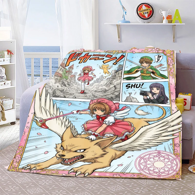 Фото Мягкое фланелевое одеяло Cardcaptor Sakura, теплое, уютное, легкое одеяло для дивана, кровати, домашнего декора -QJY №2
