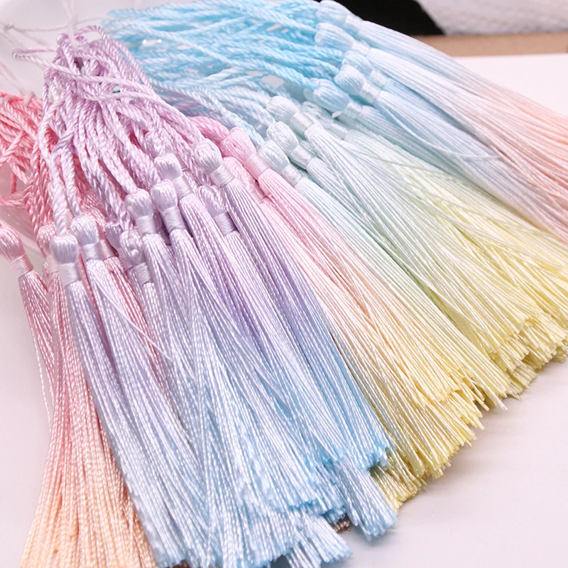 

8PCS 13cm Gradient Polyester Silk Tassels Clothing Pendant Decor Jewelry DIY Sewing Bookmark For Fringe Crafts