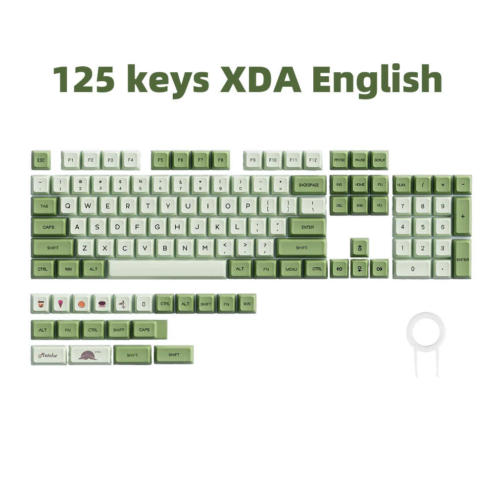 124 Keys Matcha Green Mechanical Keyboard Keycaps Dye Sublimation XDA English Japanese Russian PBT Key Caps For Cherry MX Switch