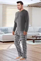 Пижама Мужская, из чистого хлопка, с длинным рукавом, с коротким рукавом