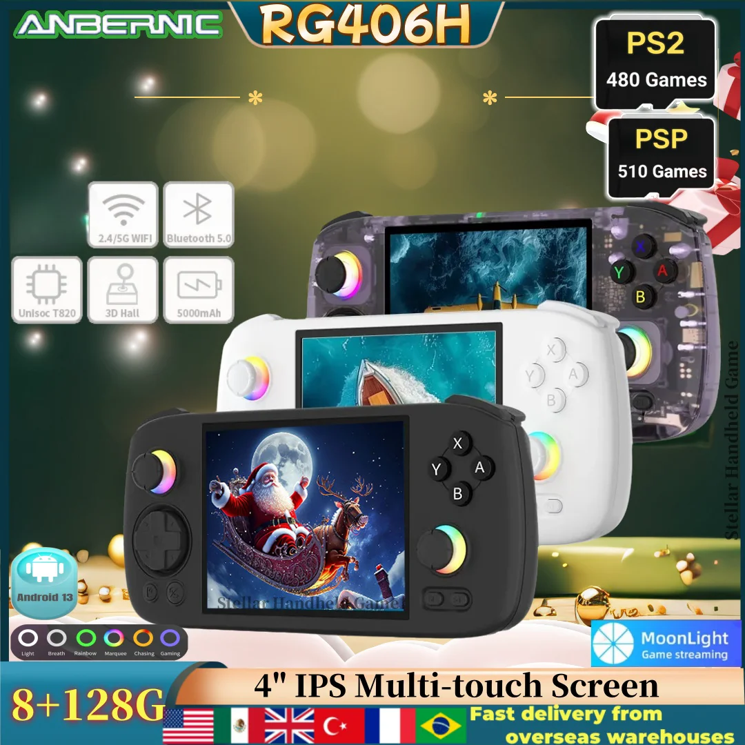 Портативная игровая консоль ANBERNIC RG406H RG 406H 4-дюймовый мультисенсорный экран Android 13
