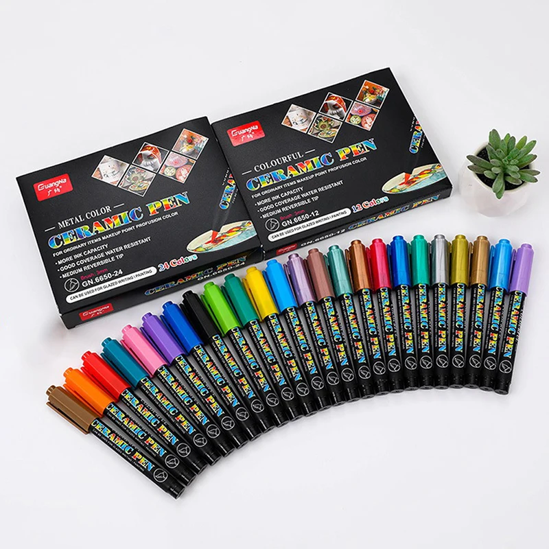 

12/24 Colors High Temperature Oven Baked Ceramic Marker Pen Set Acrylic Paint