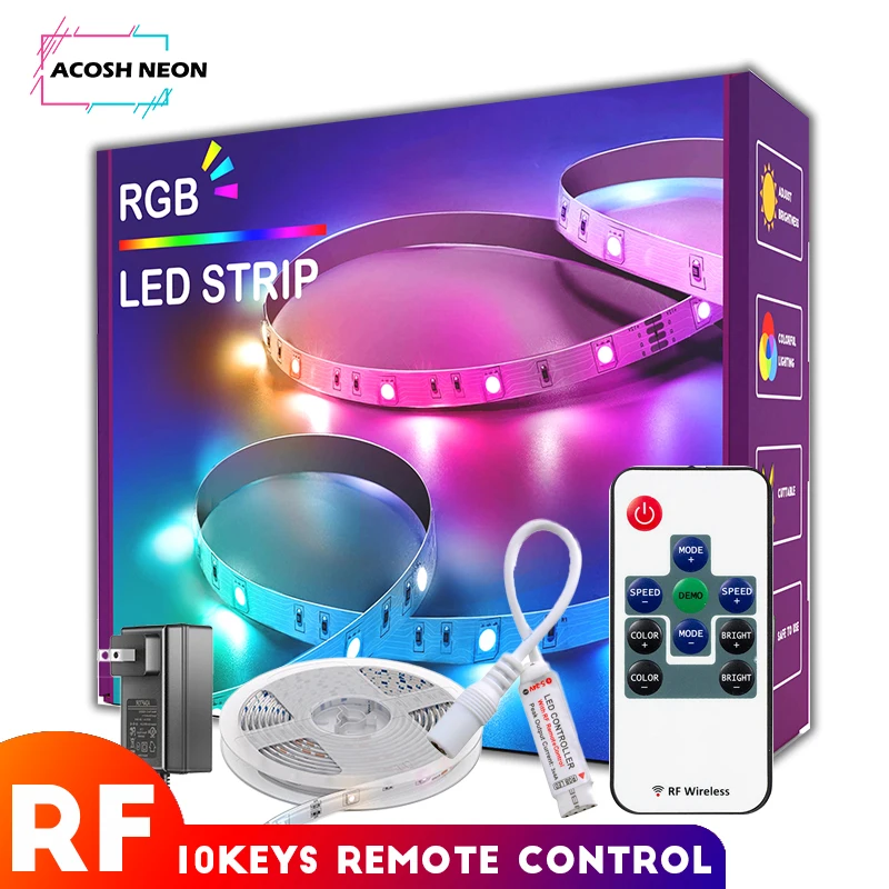 rgb led strip With 10 keys RF remote control 12v luces led 10m 32.8ft flexible led strip lights for tv home bedroom decoration