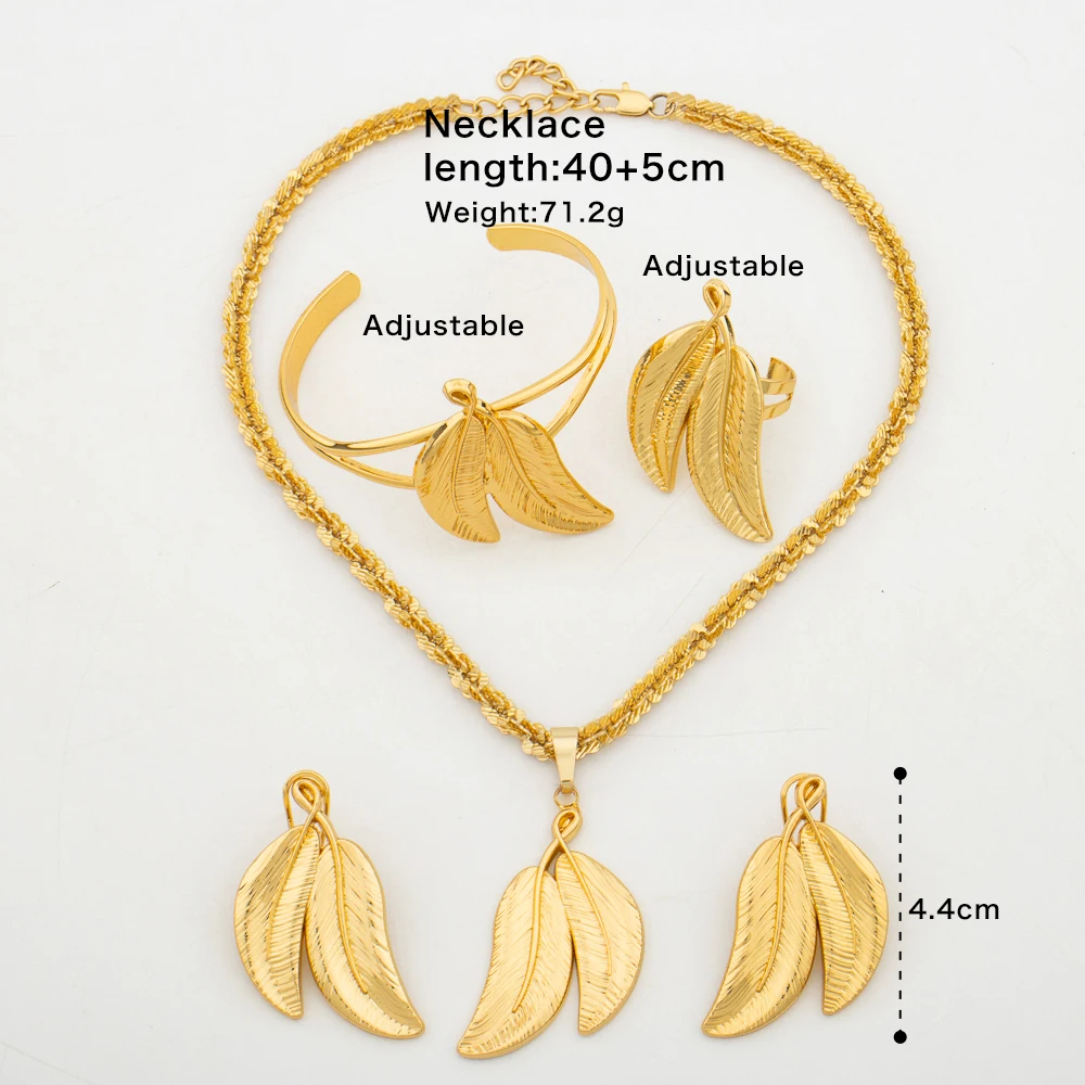 Серьги с лепестками Дубая дизайн роскошный комплект ювелирных изделий золотого