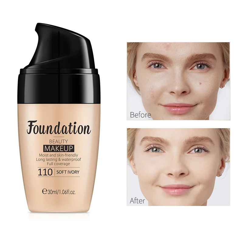 

Concealer Liquid Foundation Waterproof Long Lasting Whitening Oil Control Brighten Even Skin Tone Moisturize Face Makeup