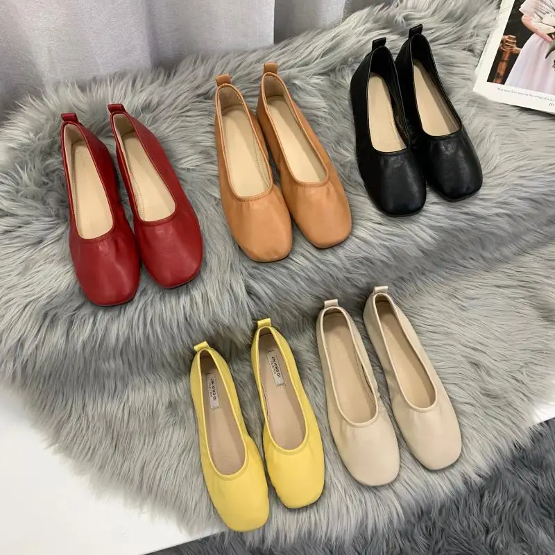 

Women's Shoes 2022 Spring and Autumn New Soft Leather Slip-on Flat Shoes All-match Ballet Shoes