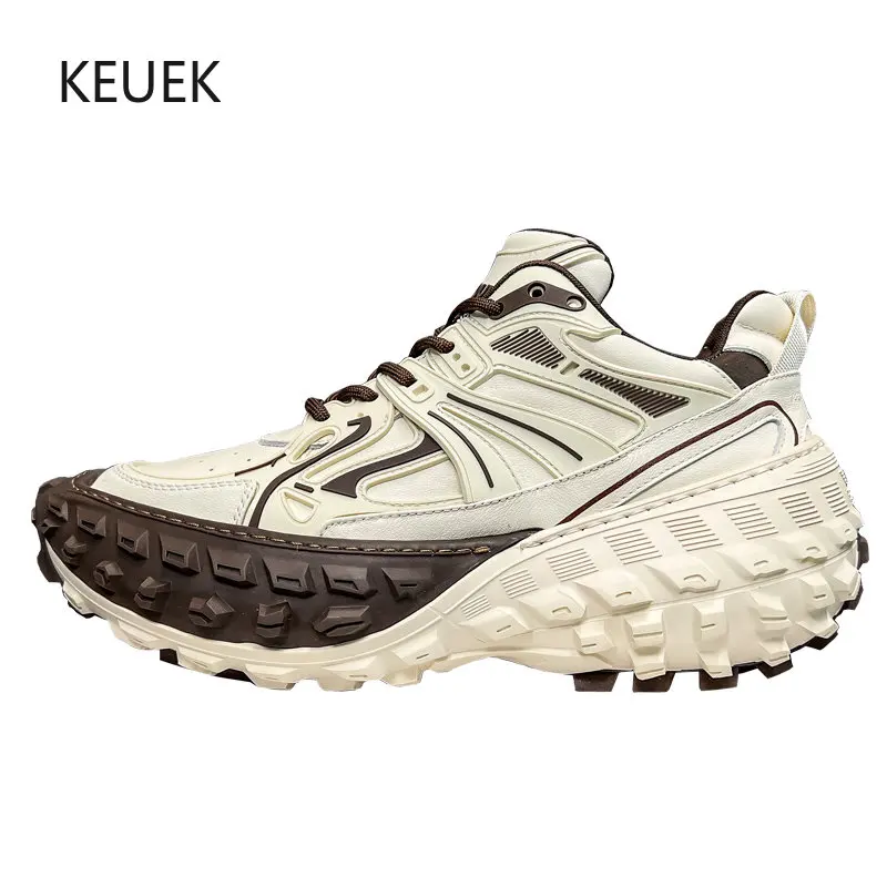 

Men Sneakers Genuine Leather Street Original Platform Shoes Trendy Brand Height Increasing Shoes Male Lace Up Loafers Casual 2C