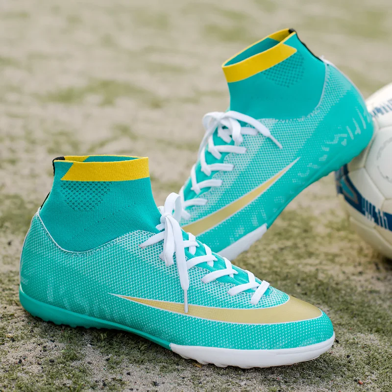 

FG Fashion Light Football Sneakers Men's Breathable Outdoor Sport Lawn Specialized High Top Men Soccer Shoes Wholesale