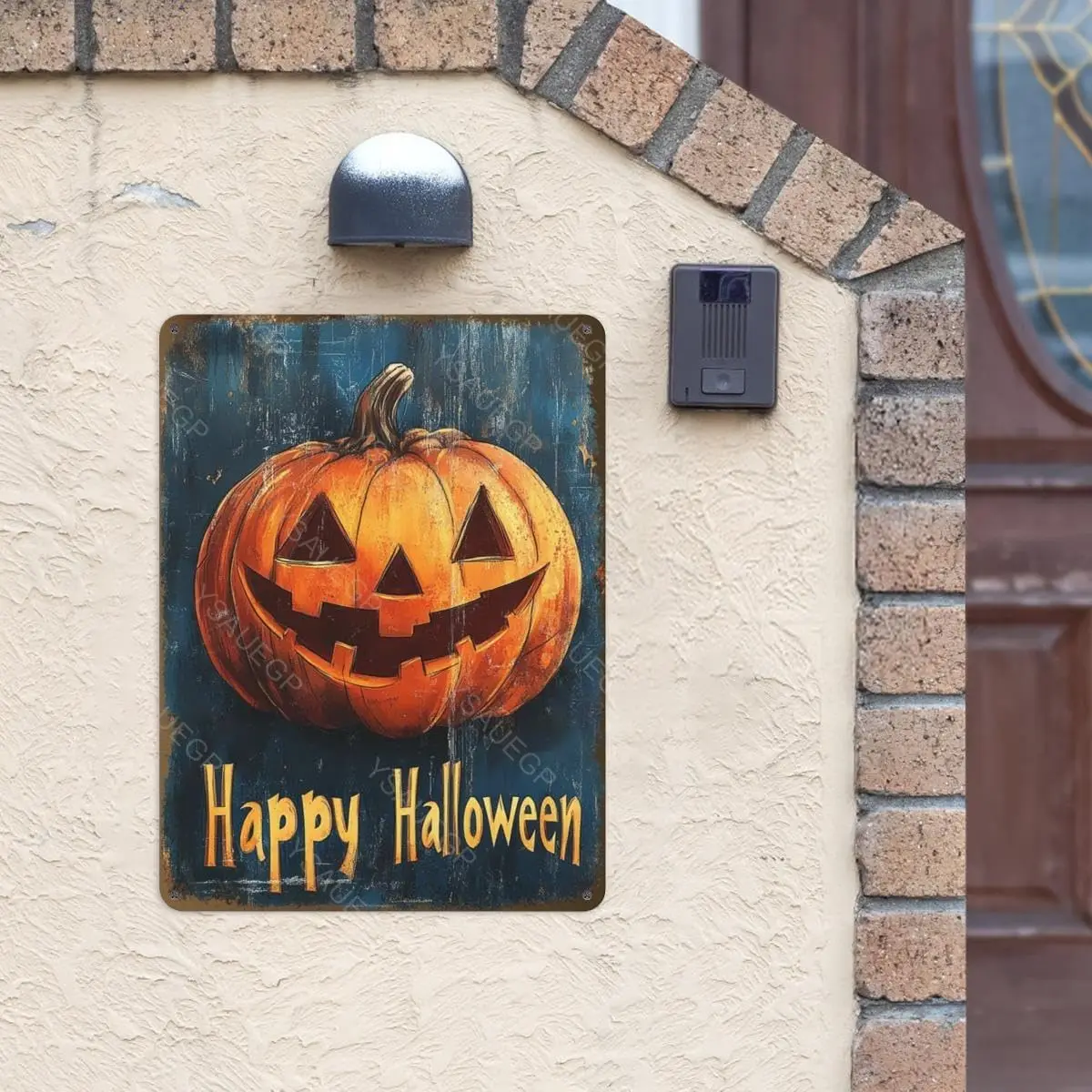 Vntge Hoween Tn Sgn Rustc Pumpkn Jck O Lntern Metl Wll Декор для дома Ktchen Porch Grden ndoor nd Outdoor Hlloween Decorto