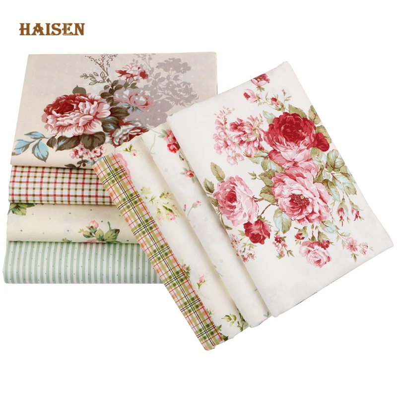 Haisen саржевая хлопчатобумажная ткань с принтом в виде роз 8 рисунков для шитья