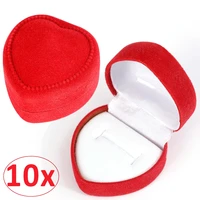 1 10pcs ring box velvet red heart shaped jewelry box case earrings display cases holder gift boxes jewelry organizer wedding