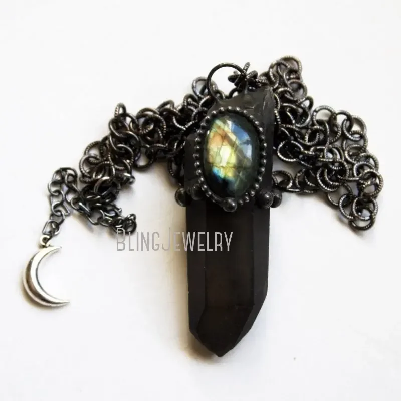 10 шт. ожерелье из дымчатого кварца Лабрадорита талисман Викка ведьма эмо