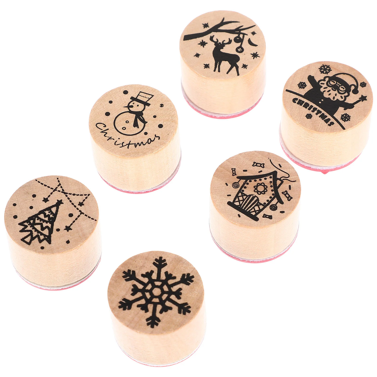 

Christmas Stamp Stamps Stamper Rubber Stamperswooden Toys Seal Set Gift Diy Kids Decorative Ink Children Wood Scrapbook Toy
