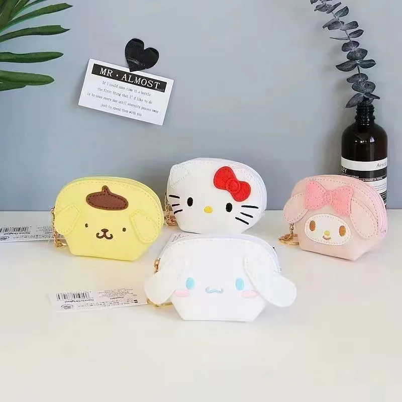 

Sanrio креативный аниме Cinnamoroll My Melody Kuromi, милый кошелек для монет, брелок для ключей, мини-кошелек на молнии, Kawaii