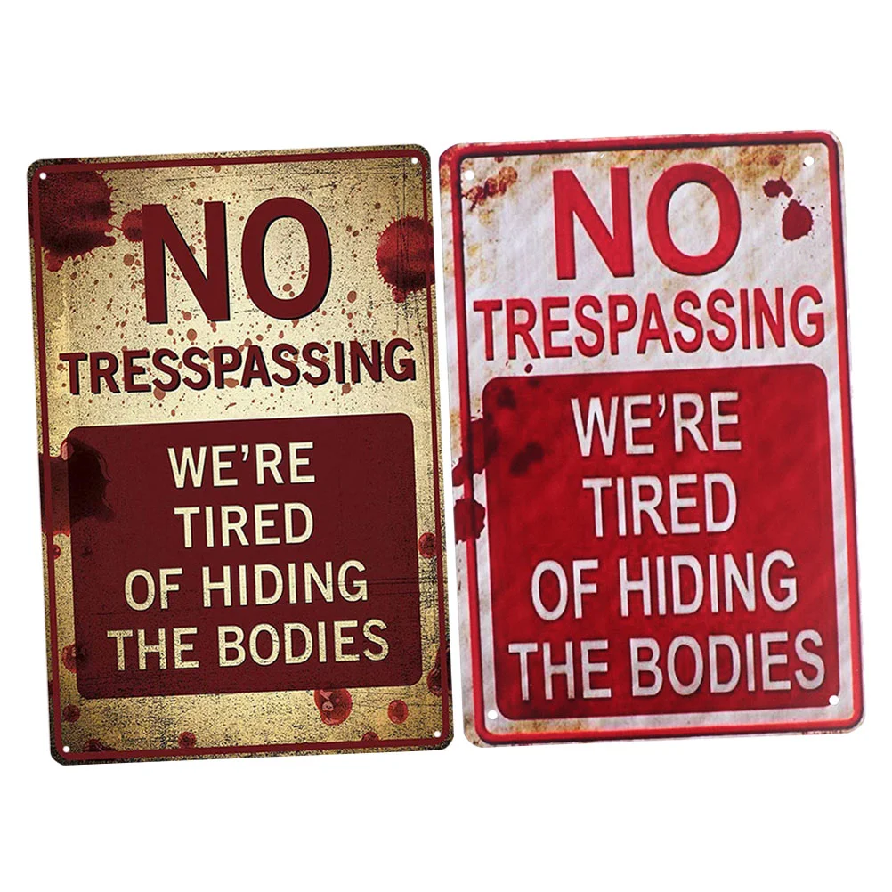 

2 Pcs Warning Board Private Area Caution Sign Vintage Public Garden Iron Outdoor Property Signs Metal