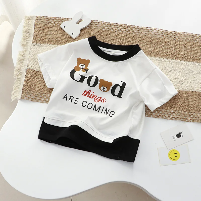 

Kids Cartoon Pattern Cotton T-shirt Children's Boys Summer Undershirt Lovely Girls Toddler Casual Design Trend Clothing 2-8T