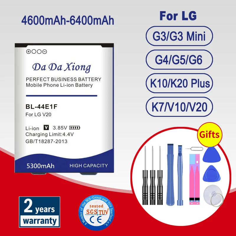 

Battery For LG G5 G6 G4 G3 Mini K10 V20 BL-44E1F BL-51YF BL-53YH BL-42D1F BL-54SH BL-T32 BL-45A1H Free Tool