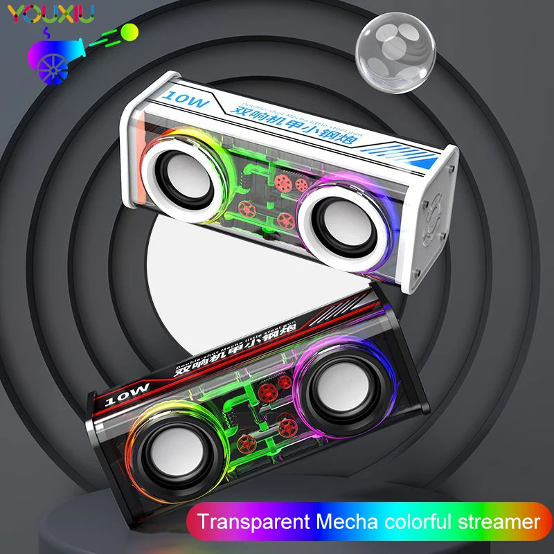 

A88 Transparent Mecha Wireless Bluetooth Speaker Portable Subwoofer Stereo TWS Dual Machine Interconnection Music Center Speaker