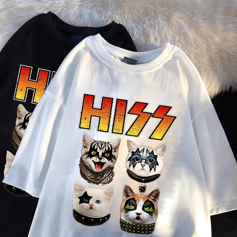 

Hiss Cats Funny T Shirt Men Casual T-shirt Men Streetwear Female Loose Novelty Clothing Men T-shirt Cool Tops Tee Shirt Camiseta